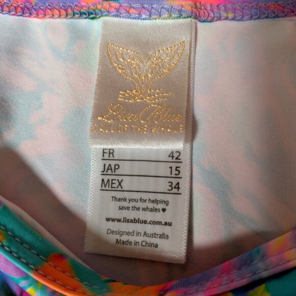 Lisa Blue Call Of The Whale Dress AUS UK 14 US 10 Beach Ruffle Psychedelic Swirl - Picture 11 of 16